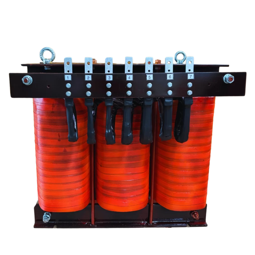 Visão Frontal Transformador Trifásico Baixa Tensão Isolador a Seco